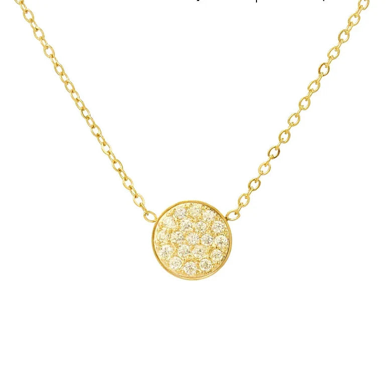 Collar y colgante con pequeña piedra de nacimiento redonda 
