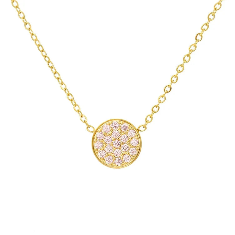 Collar y colgante con pequeña piedra de nacimiento redonda 