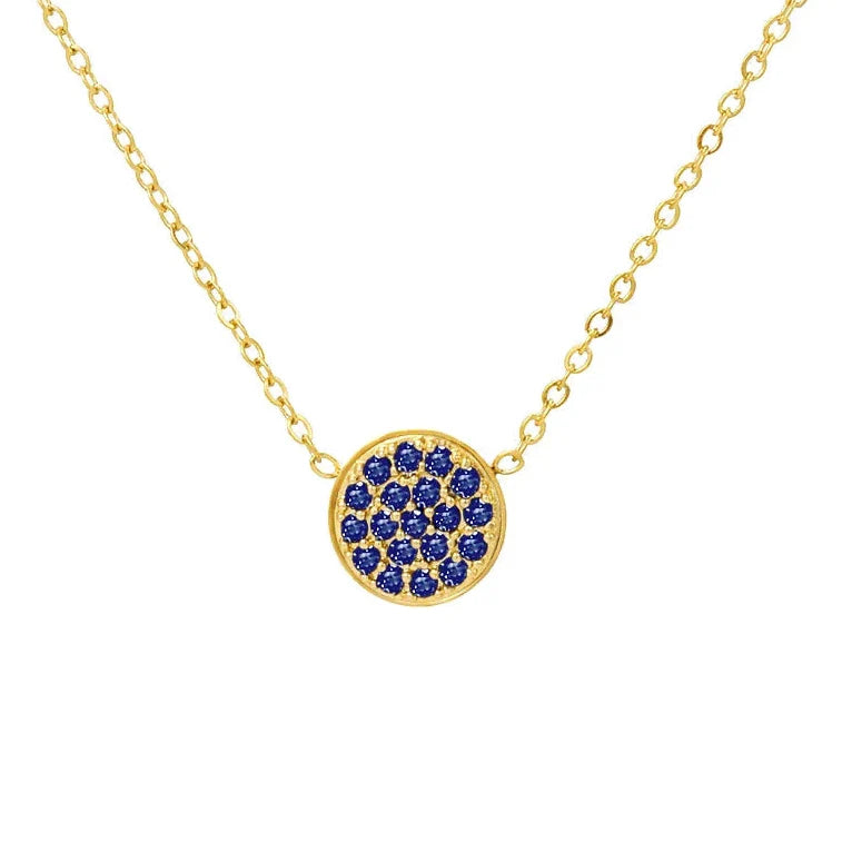 Collar y colgante con pequeña piedra de nacimiento redonda 