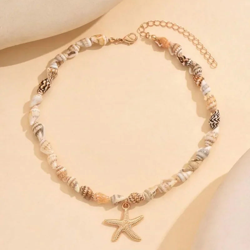 Collier et pendentif coquillage et étoile de mer