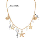 Collier et pendentif coquillage et petites étoiles de mer