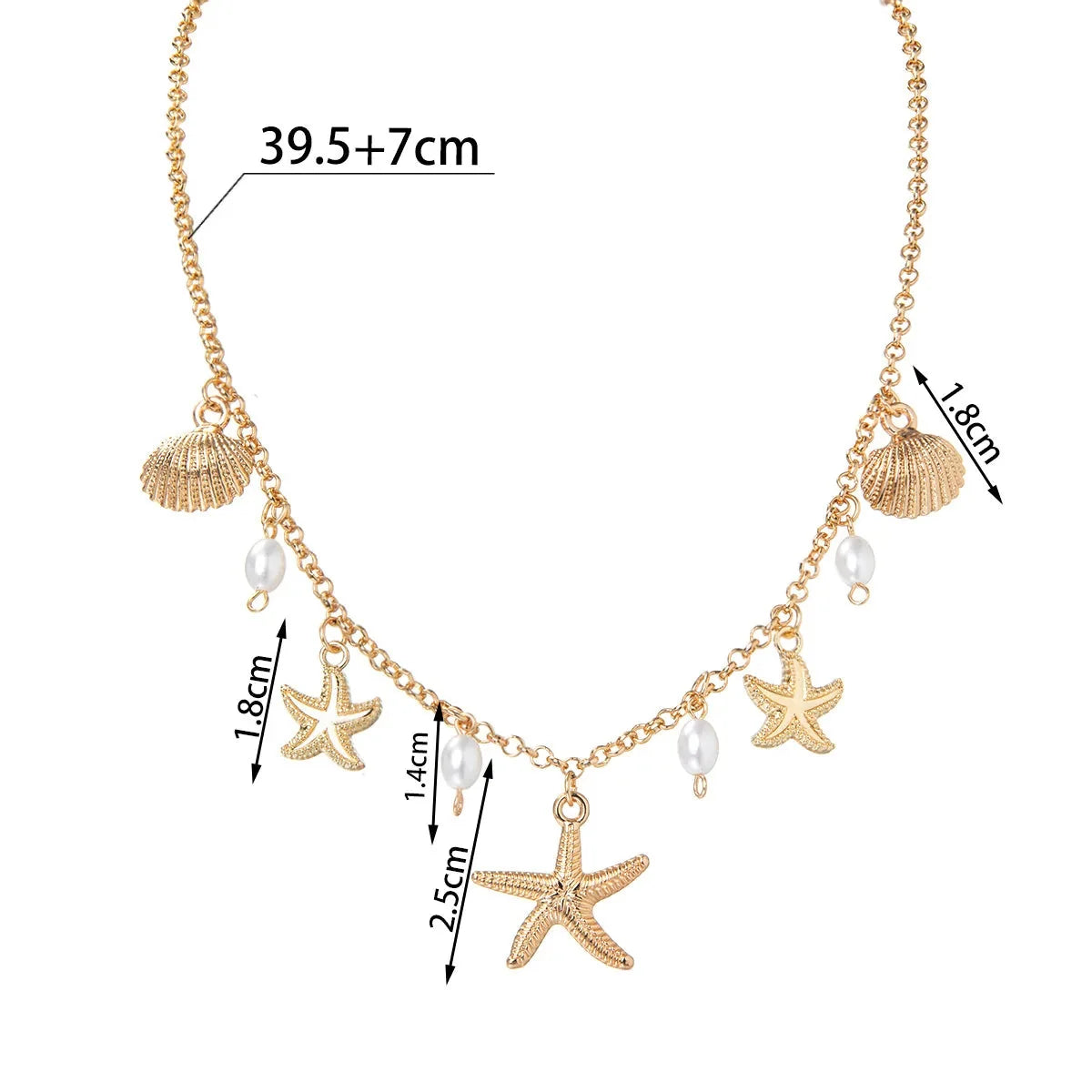 Collier et pendentif coquillage et petites étoiles de mer