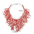 Collier et pendentif plastron corail rouge et noir