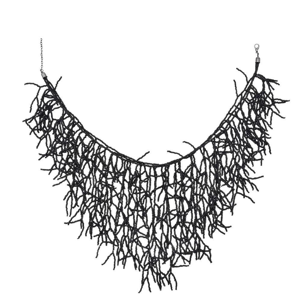 Collier et pendentif plastron corail noir