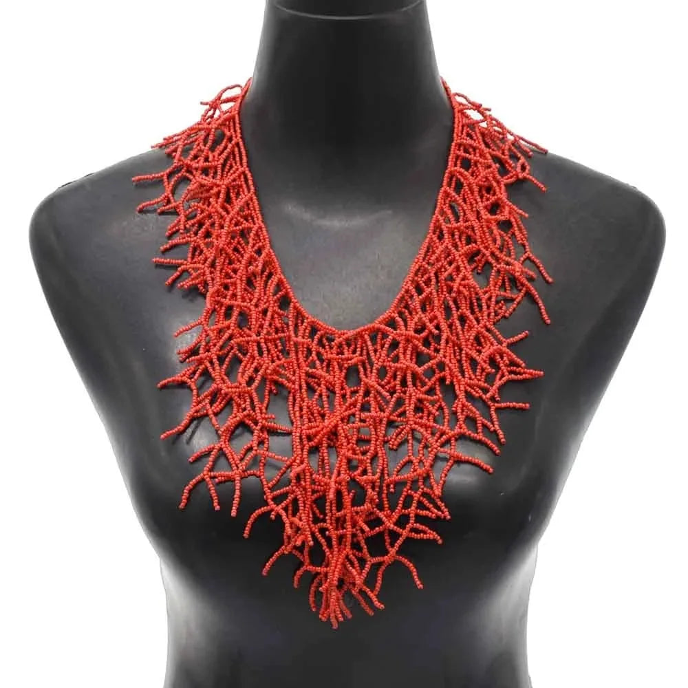 Necklace and coral bib pendant