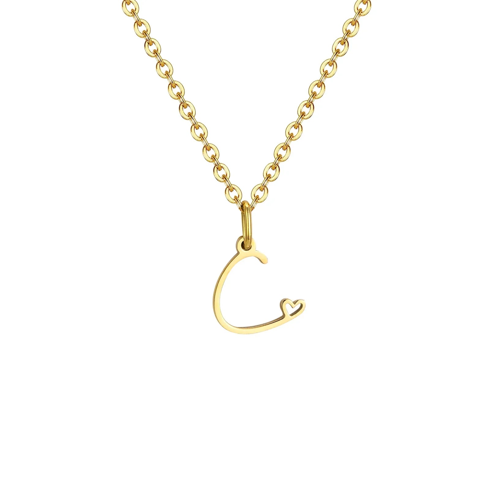 Collier femme avec pendentif initiale lettre et coeur c
