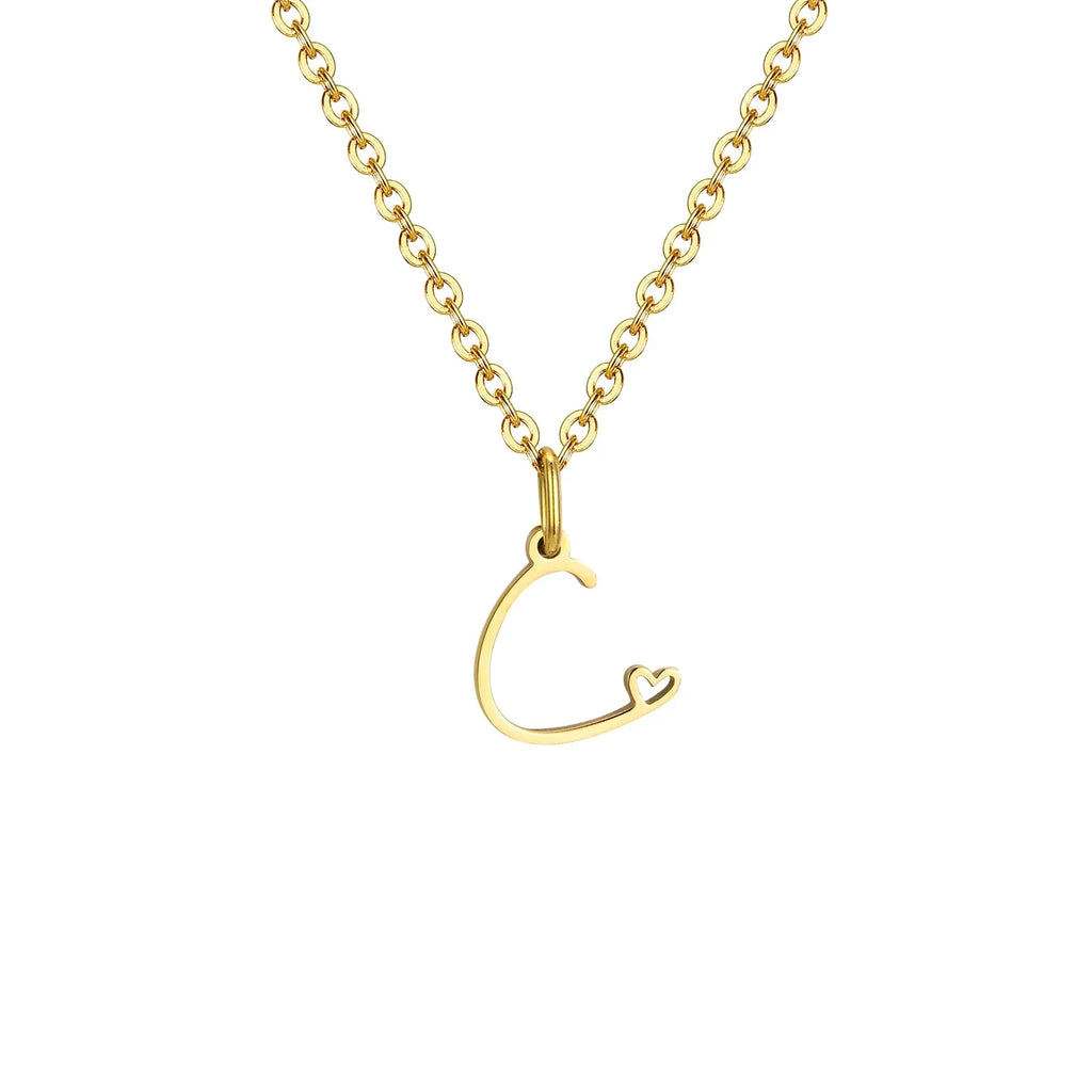 Women's necklace with initial letter and heart pendant