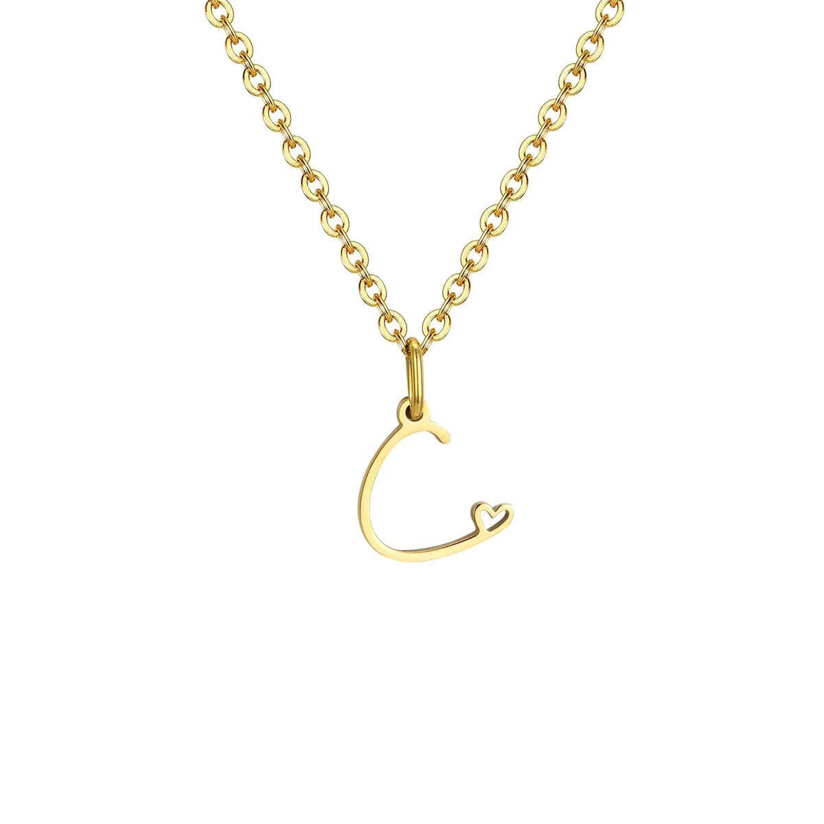 Women's necklace with initial letter and heart pendant