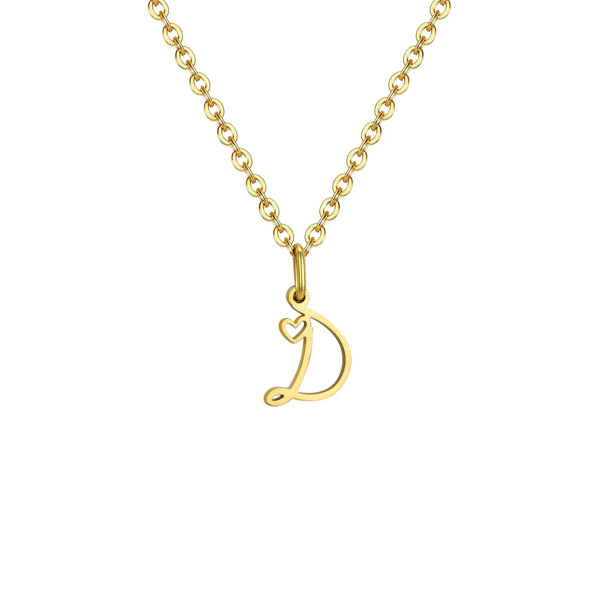 Women's necklace with initial letter and heart pendant