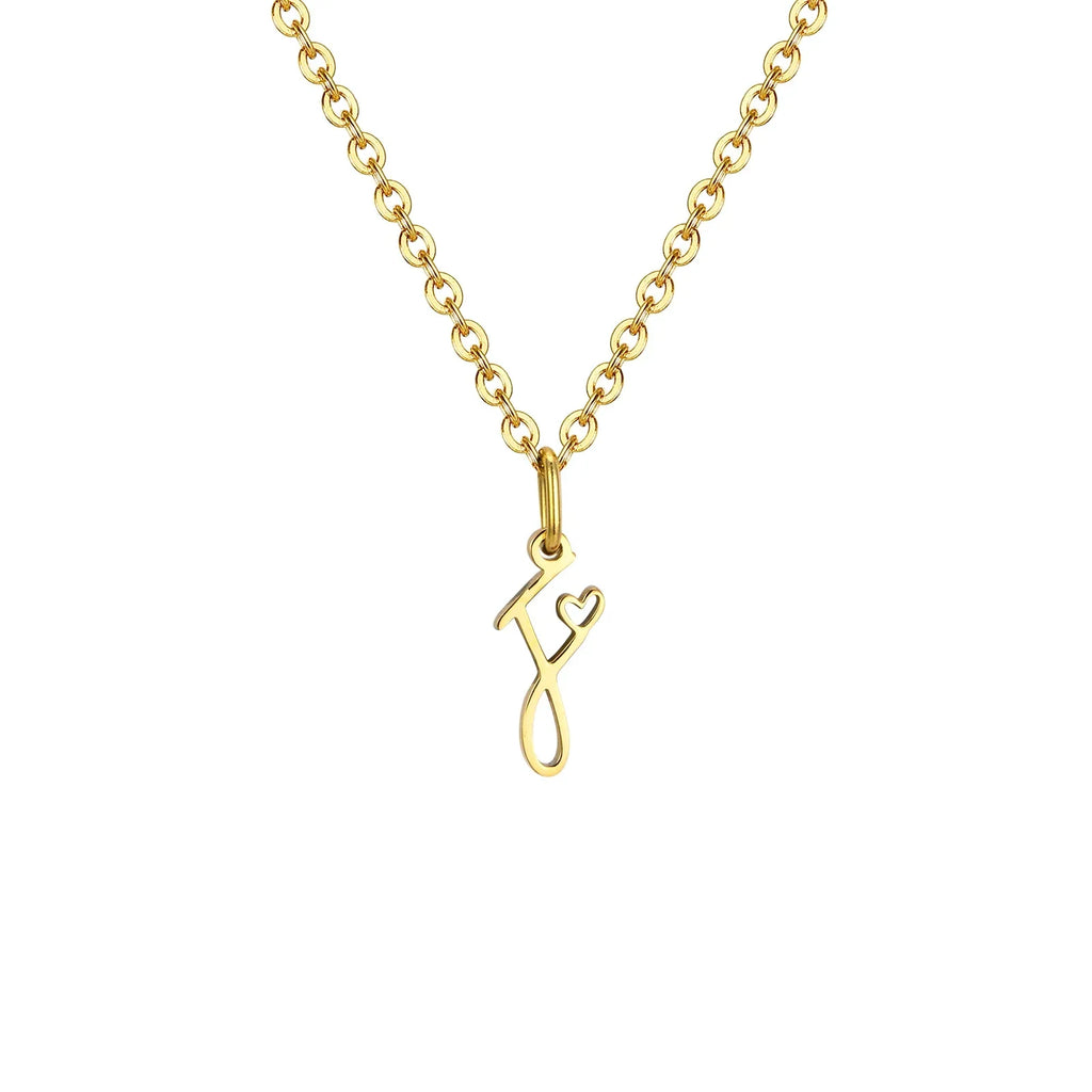 Women's necklace with initial letter and heart pendant