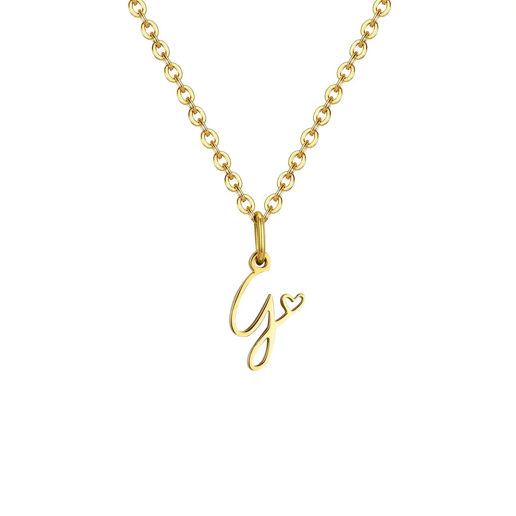 Women's necklace with initial letter and heart pendant