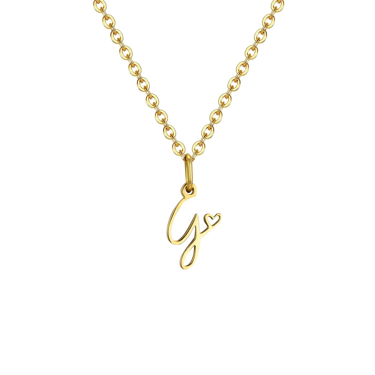 Women's necklace with initial letter and heart pendant