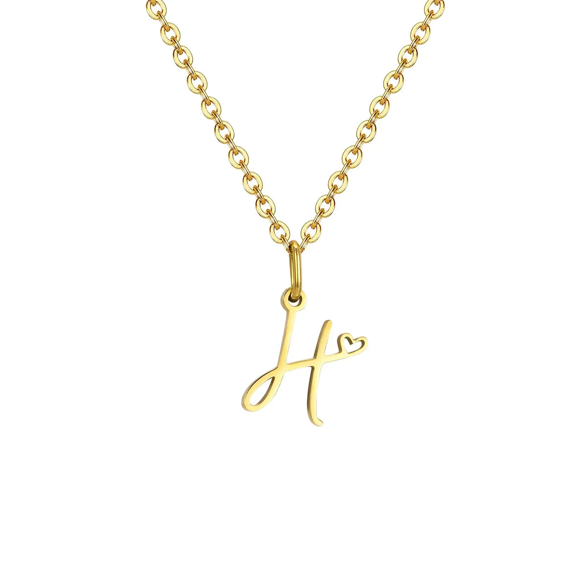 Women's necklace with initial letter and heart pendant