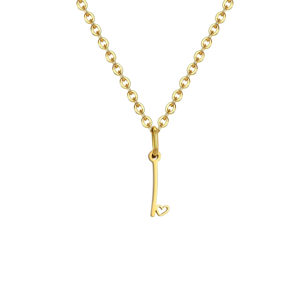 Women's necklace with initial letter and heart pendant