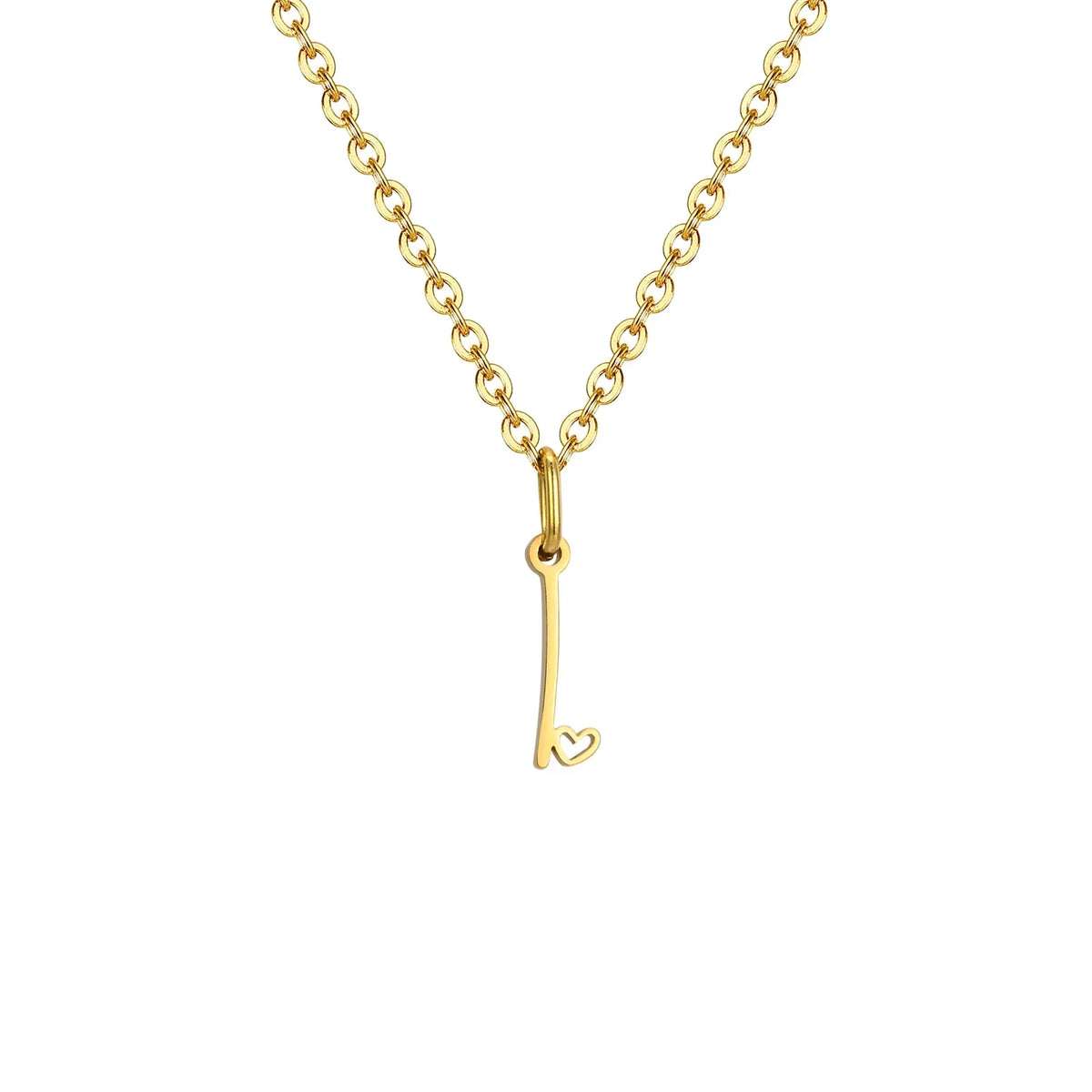 Women's necklace with initial letter and heart pendant