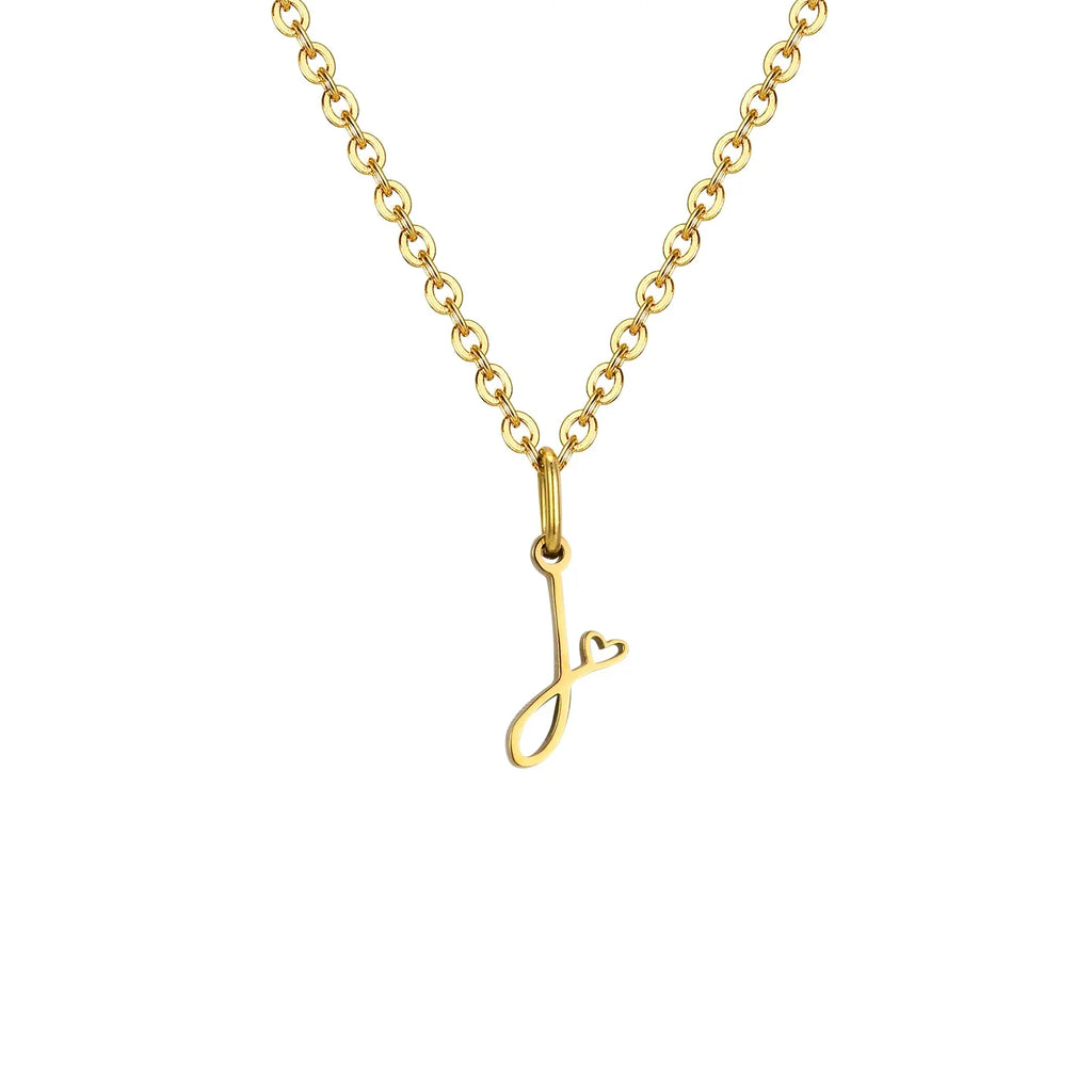 Women's necklace with initial letter and heart pendant