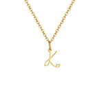 Collier femme avec pendentif initiale lettre et coeur k
