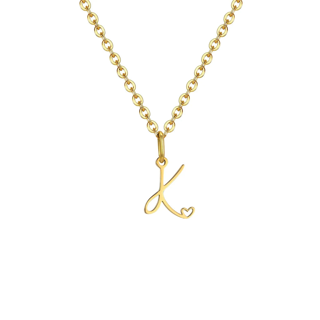 Women's necklace with initial letter and heart pendant