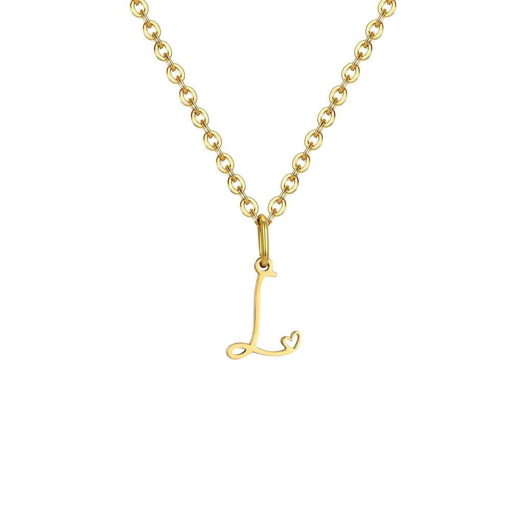Collier femme avec pendentif initiale lettre et coeur l