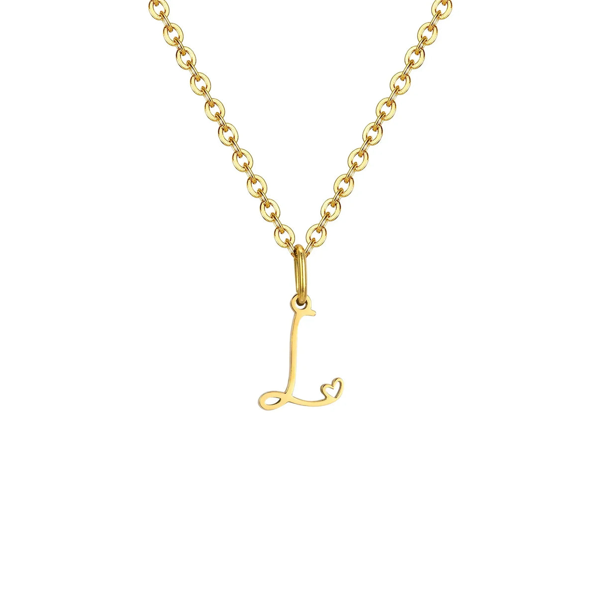Women's necklace with initial letter and heart pendant