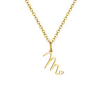 Women's necklace with initial letter and heart pendant
