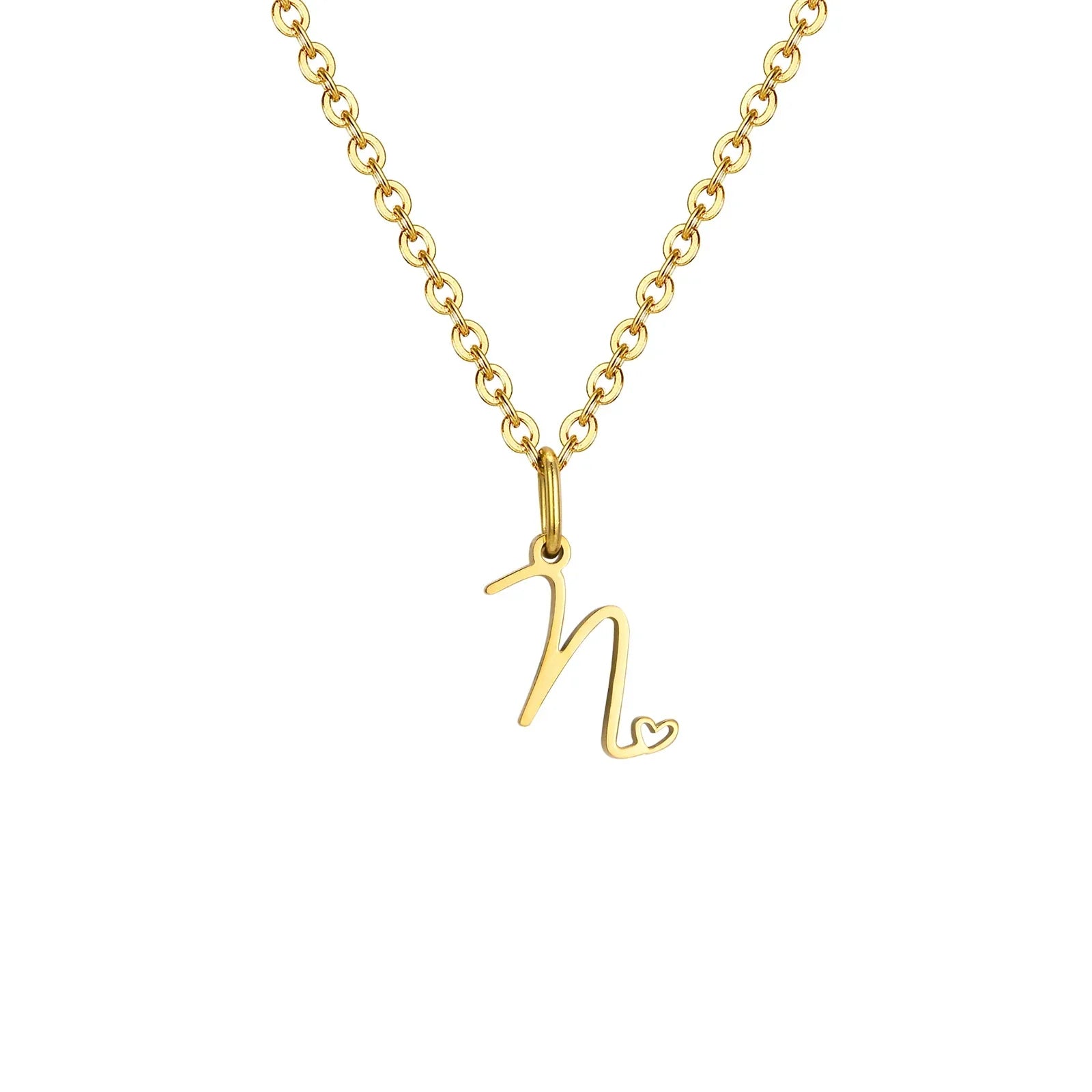 Collier femme avec pendentif initiale lettre et coeur n