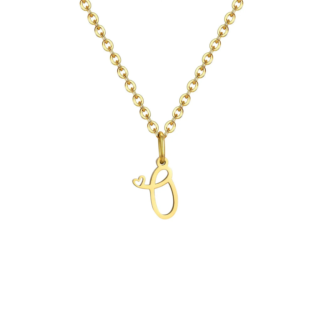 Women's necklace with initial letter and heart pendant