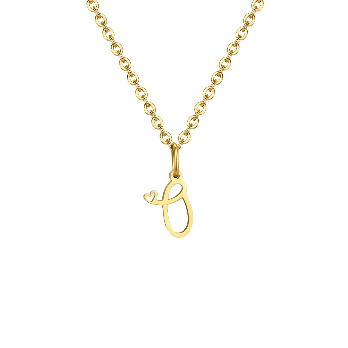 Women's necklace with initial letter and heart pendant
