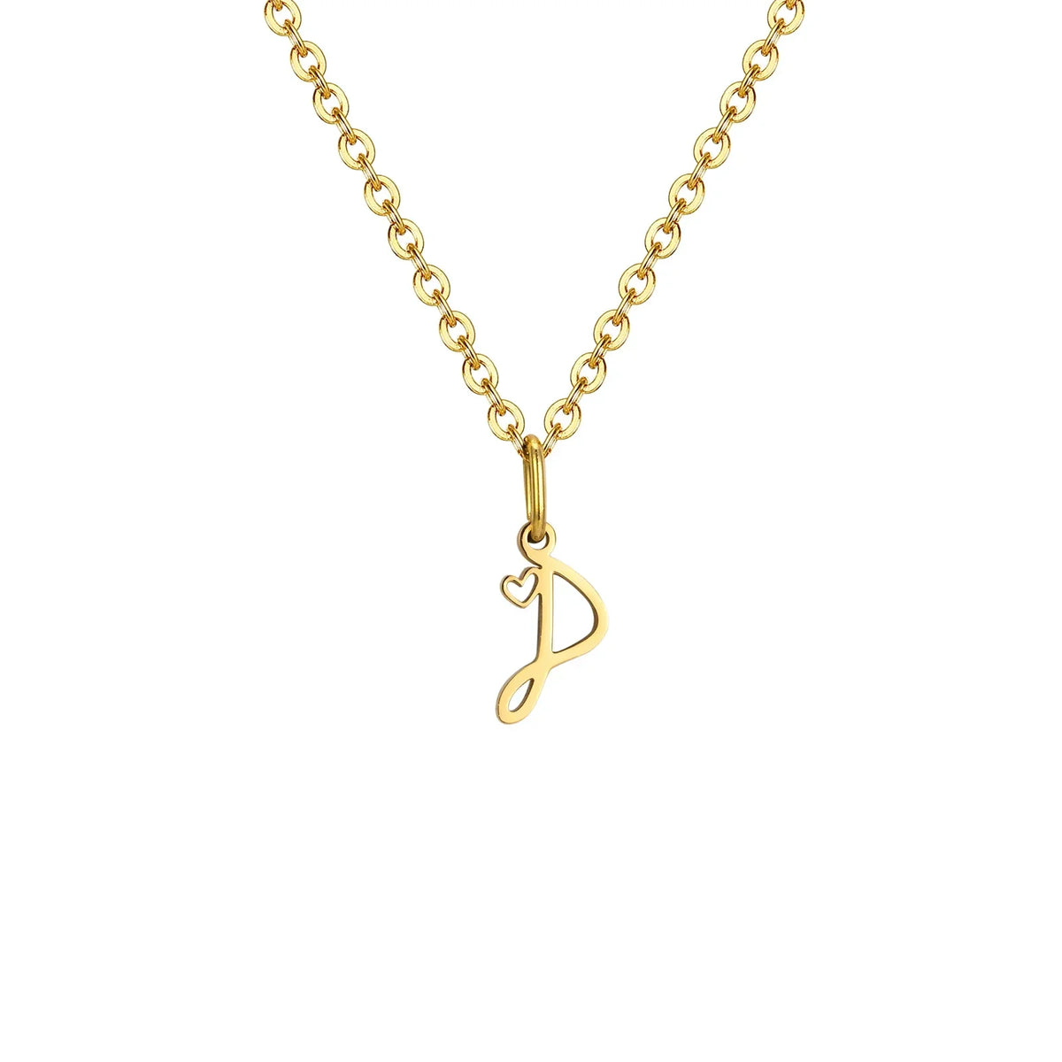 Women's necklace with initial letter and heart pendant
