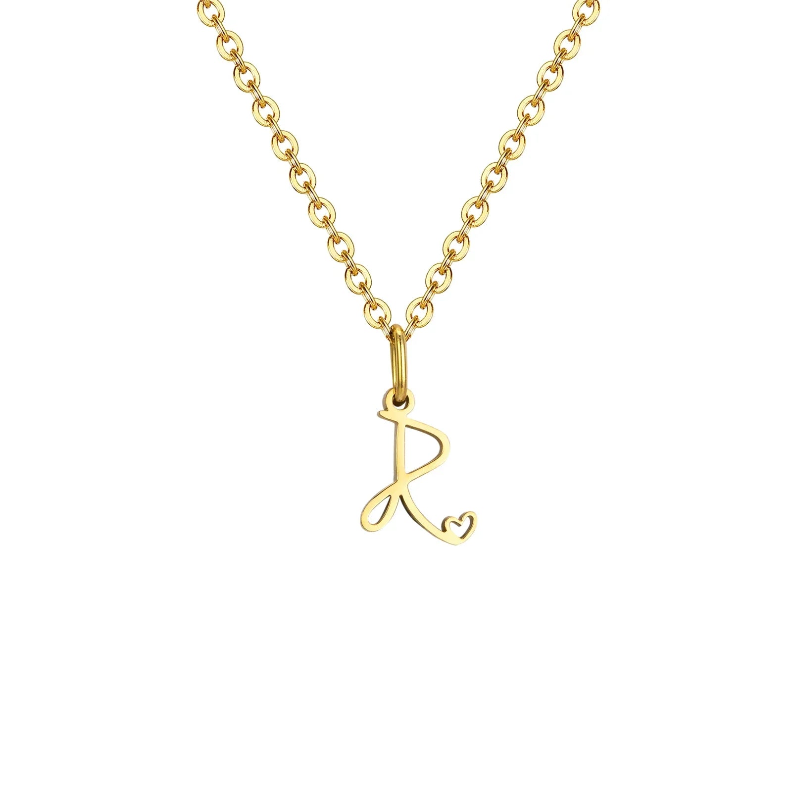 Collier femme avec pendentif initiale lettre et coeur r