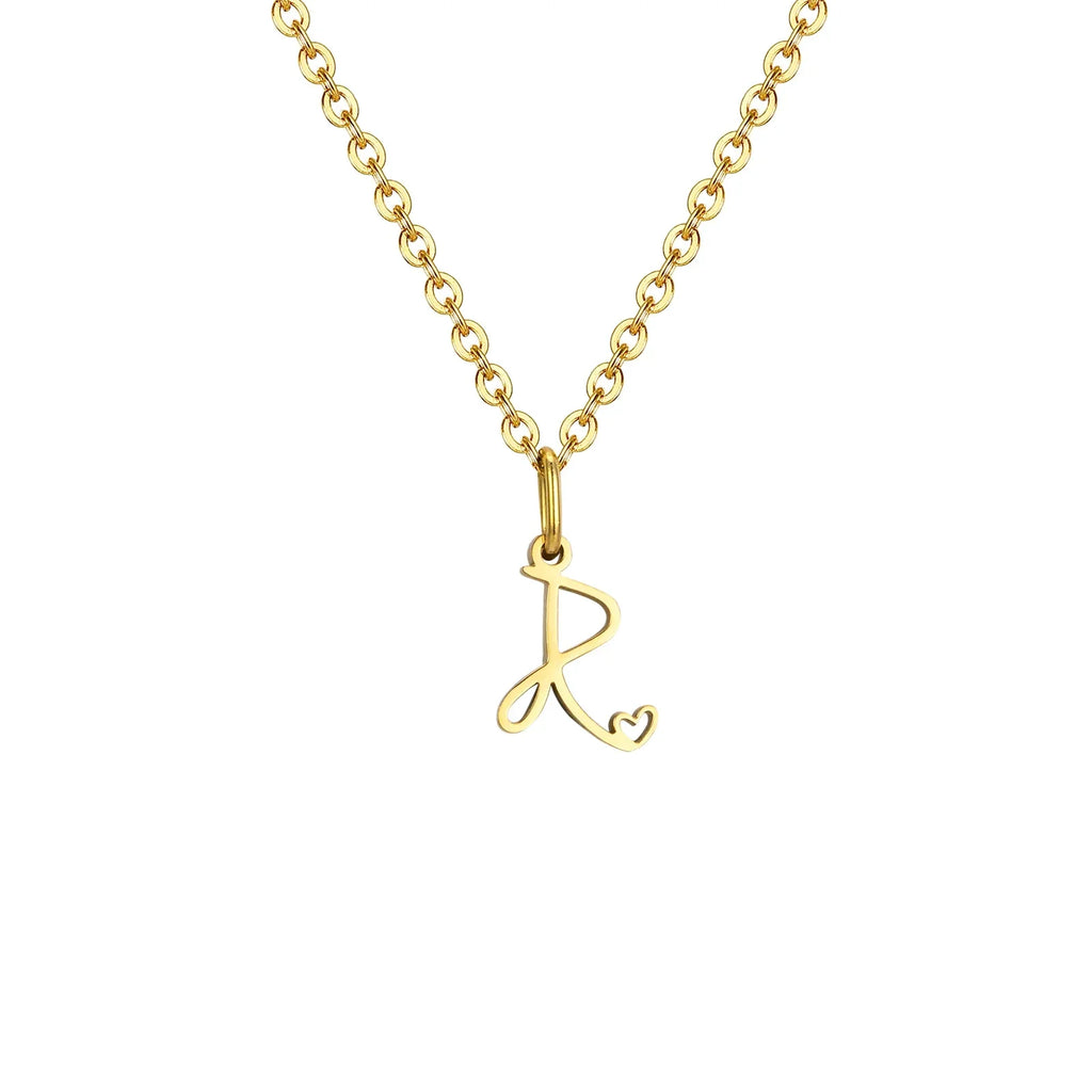 Women's necklace with initial letter and heart pendant