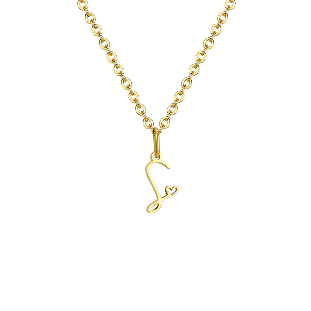 Women's necklace with initial letter and heart pendant