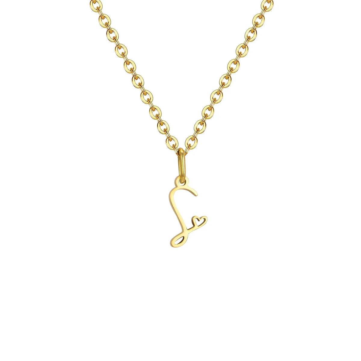 Women's necklace with initial letter and heart pendant