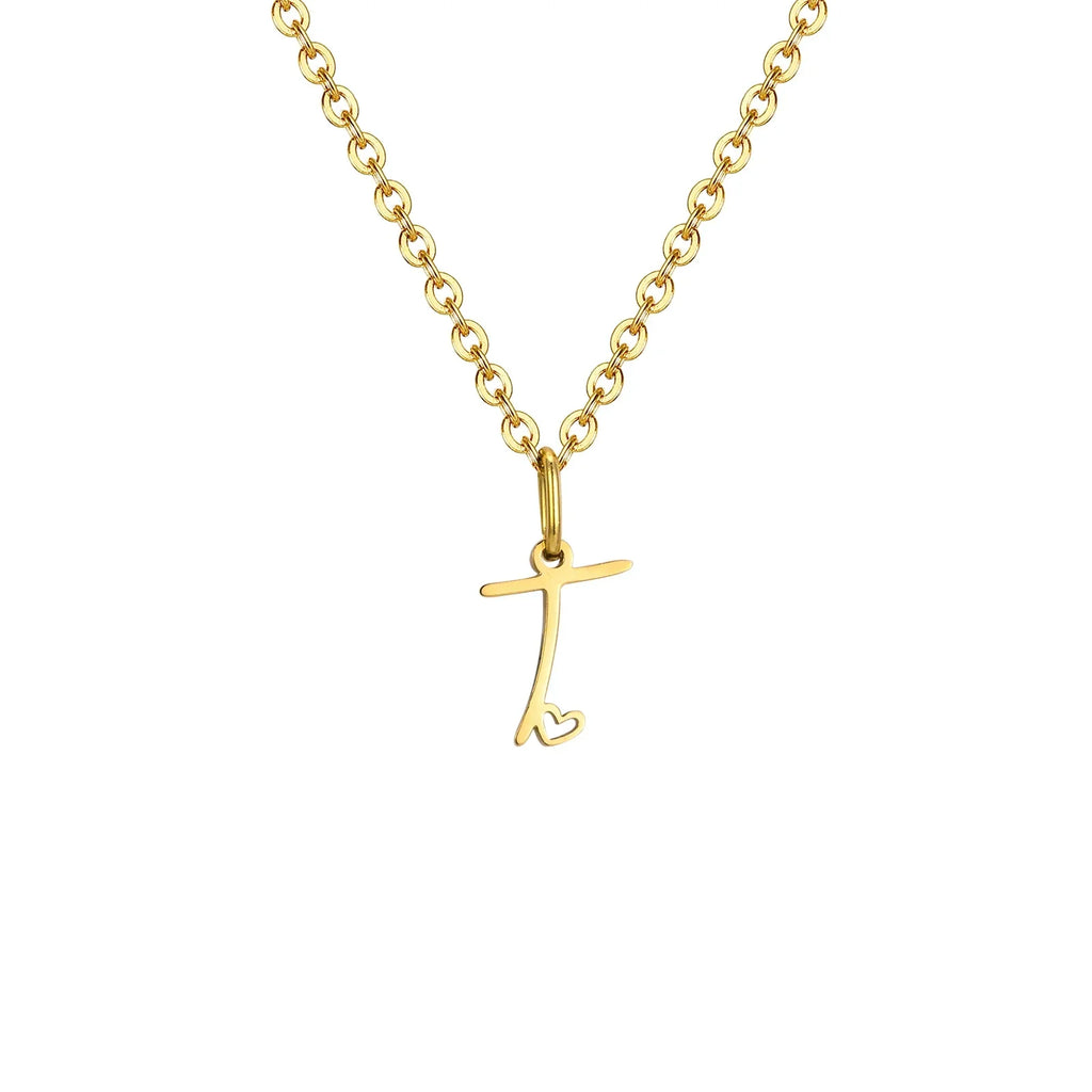 Women's necklace with initial letter and heart pendant
