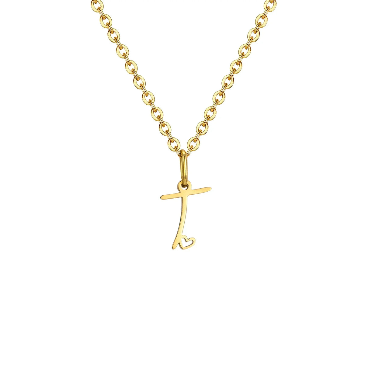 Women's necklace with initial letter and heart pendant
