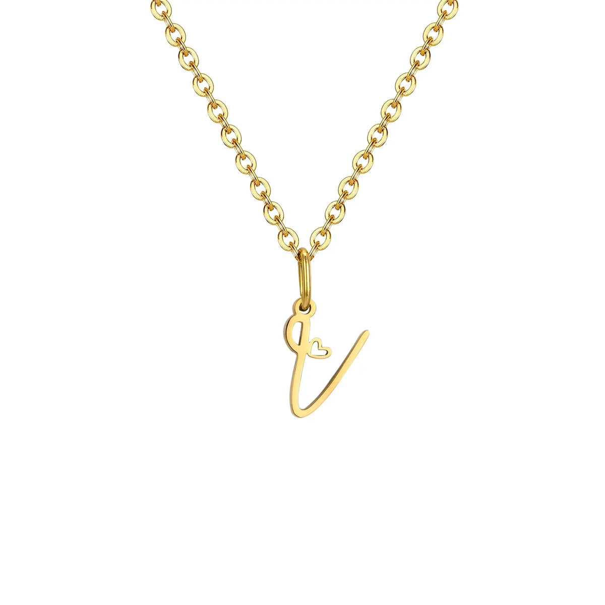 Women's necklace with initial letter and heart pendant