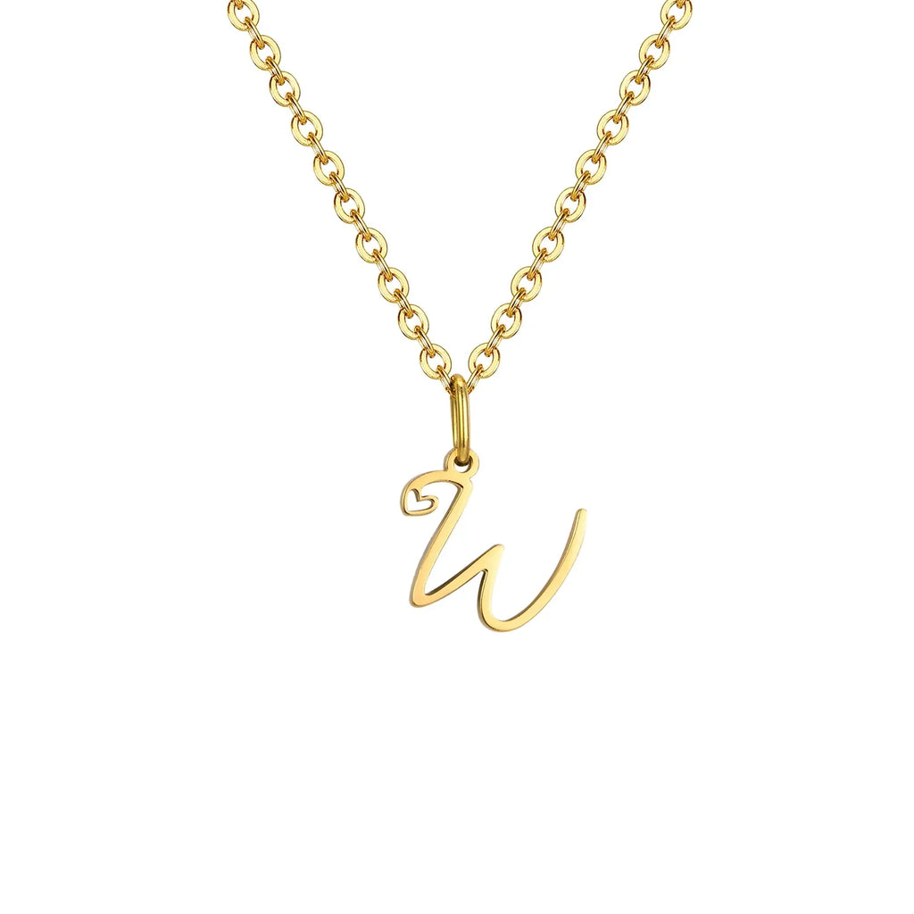 Women's necklace with initial letter and heart pendant