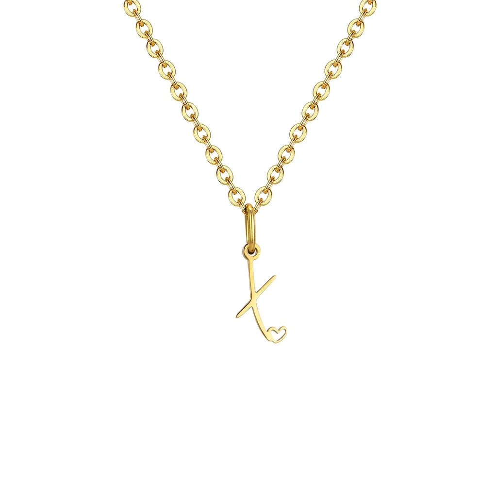 Women's necklace with initial letter and heart pendant