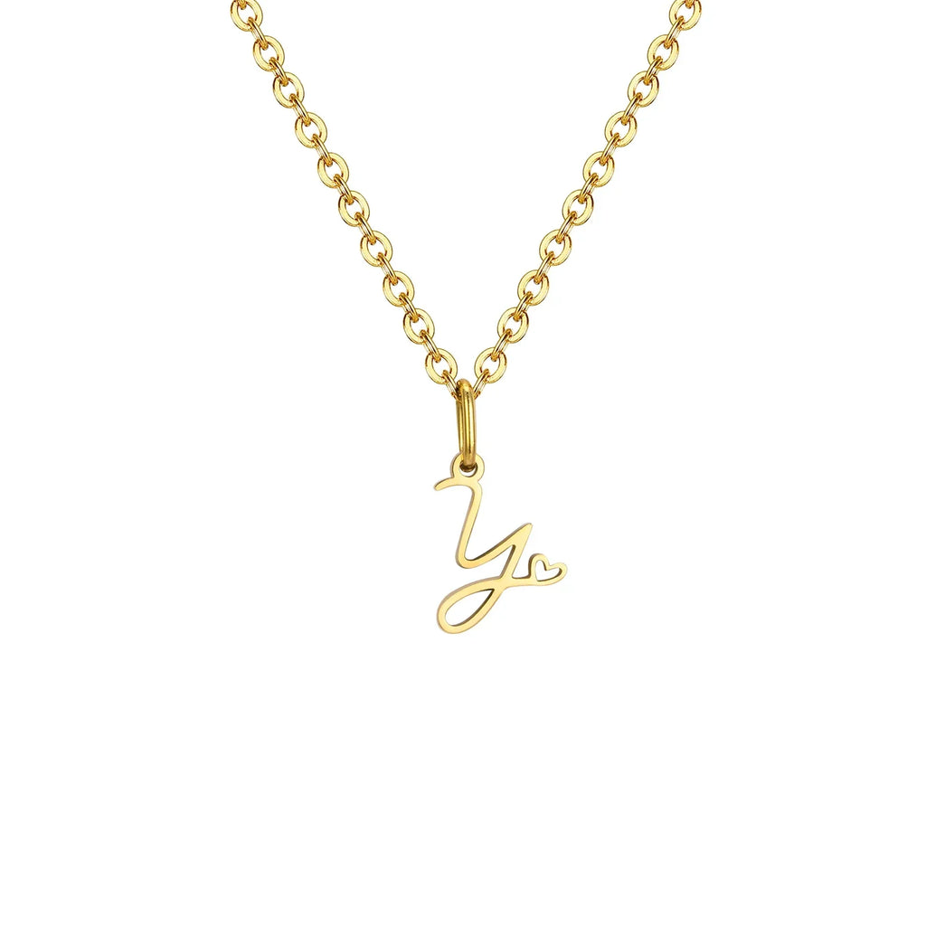 Women's necklace with initial letter and heart pendant
