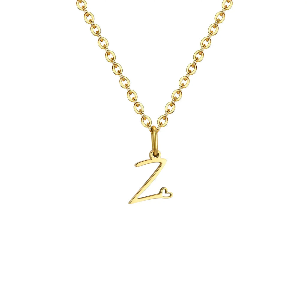 Women's necklace with initial letter and heart pendant