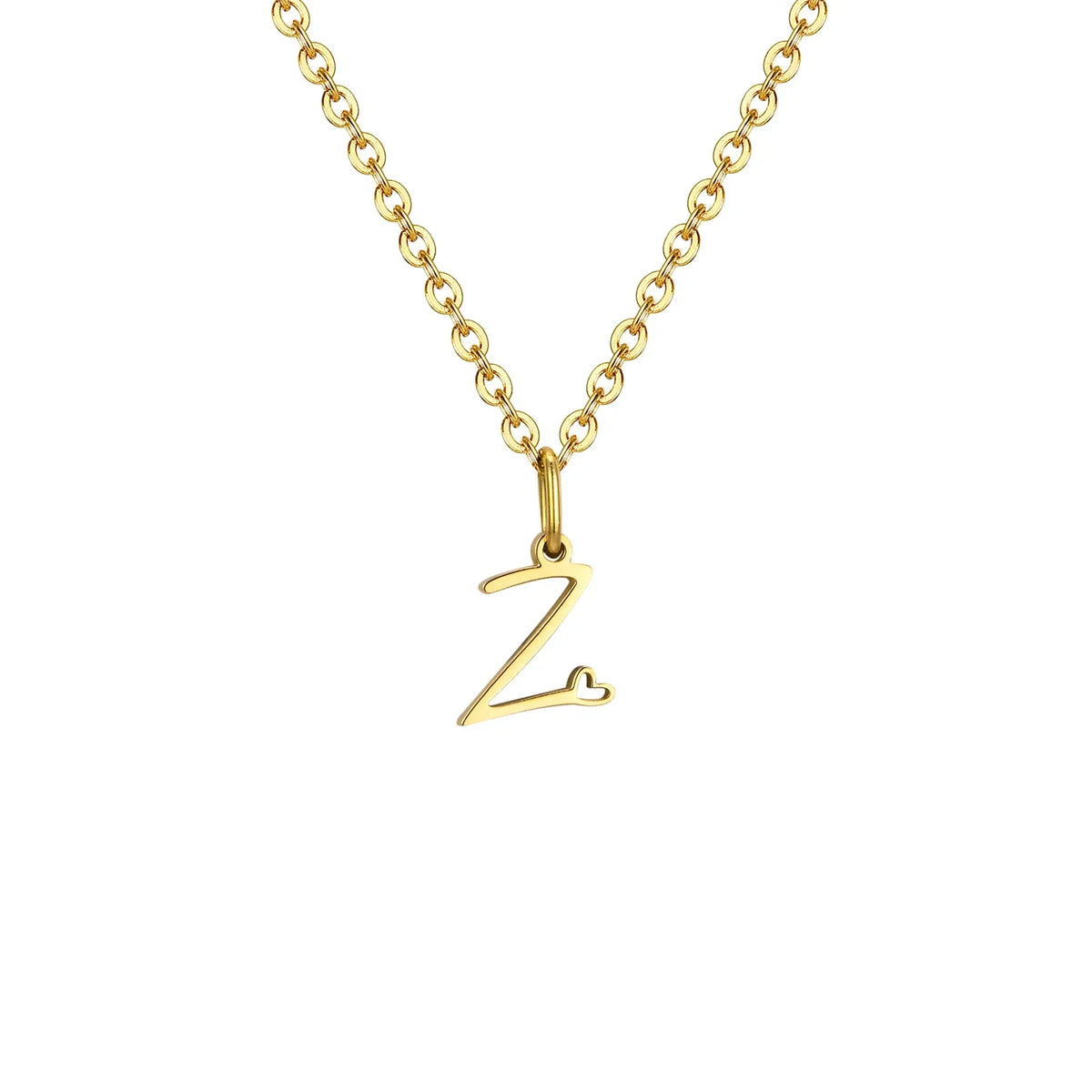Women's necklace with initial letter and heart pendant