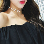 Original White Pearl Silver Choker Necklace