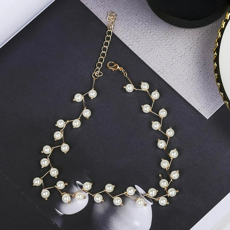 Original White Pearl Gold Choker Necklace
