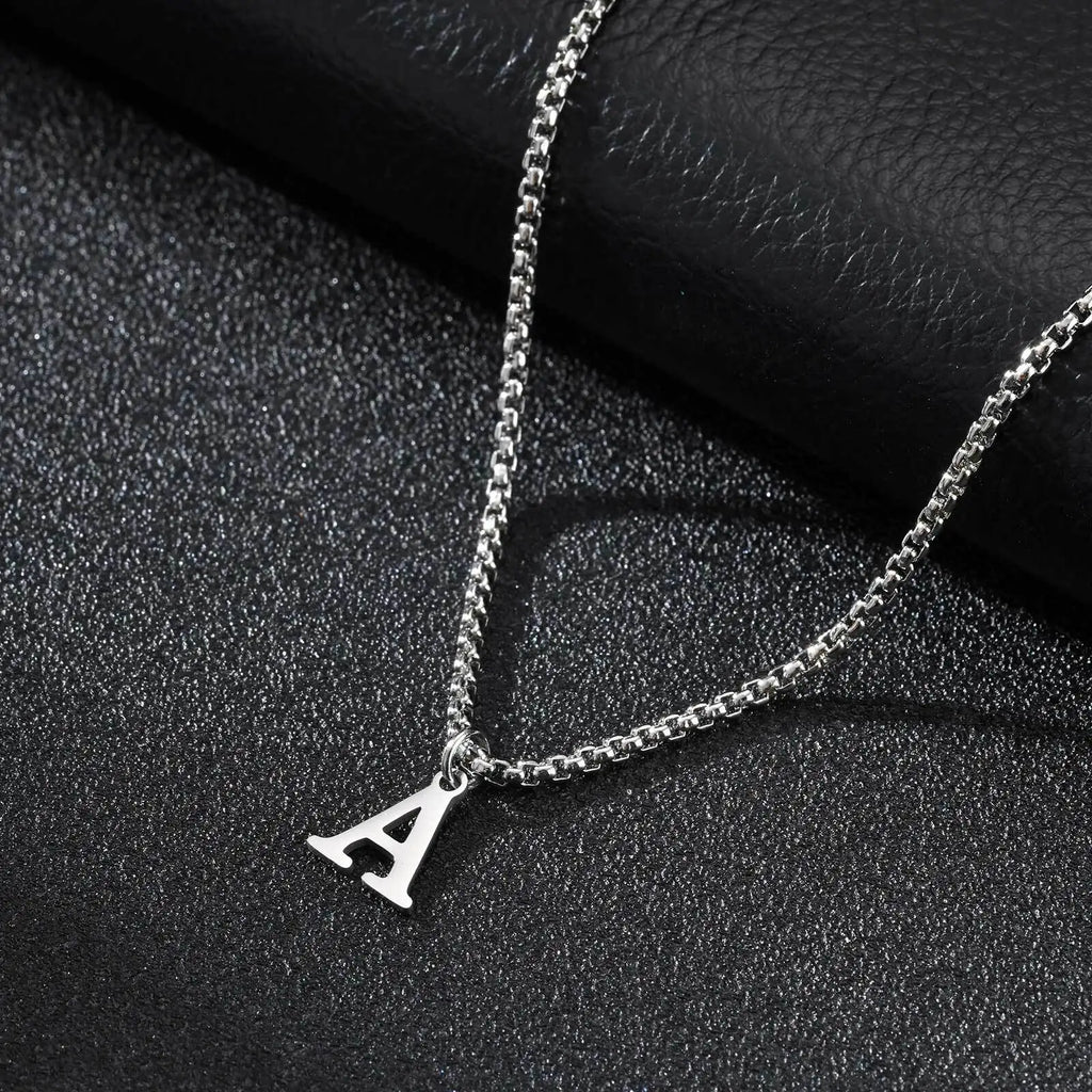 Men's necklace with initial letter pendant
