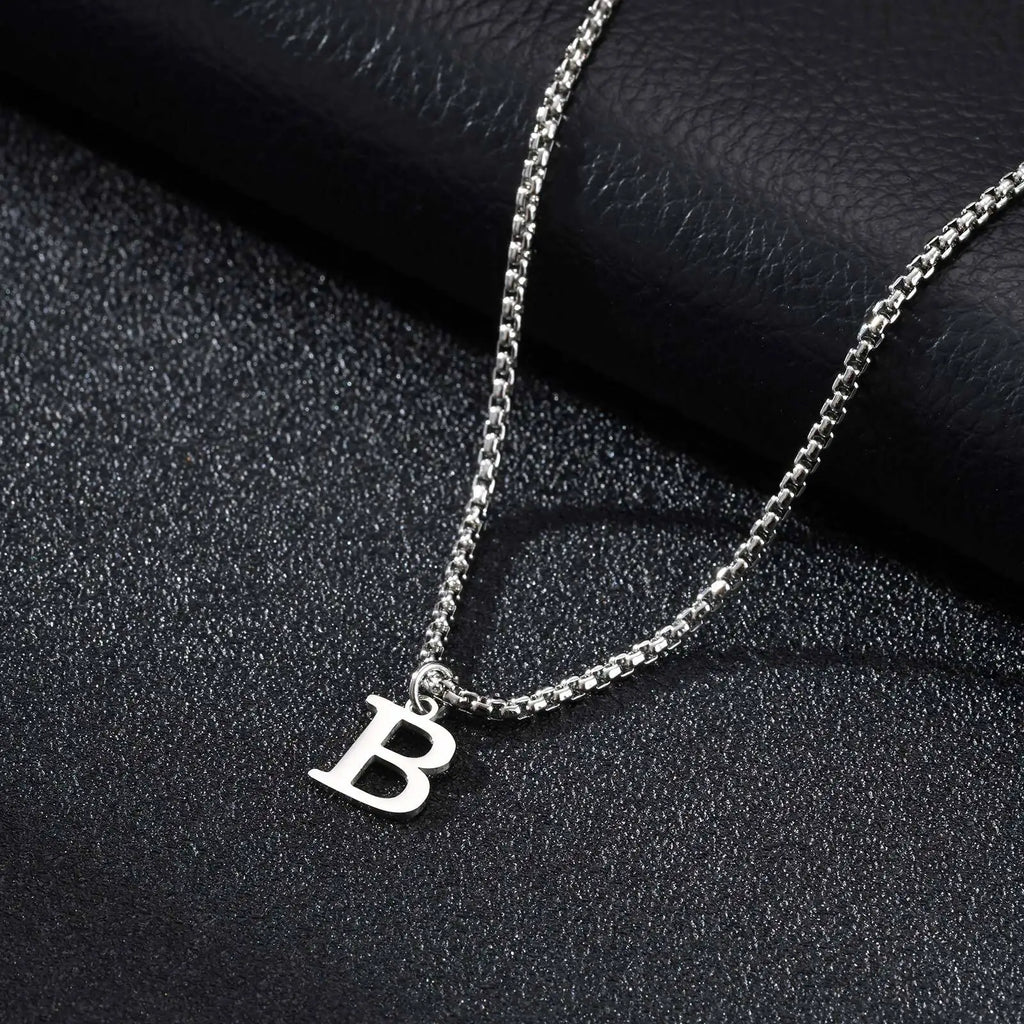 Men's necklace with initial letter pendant