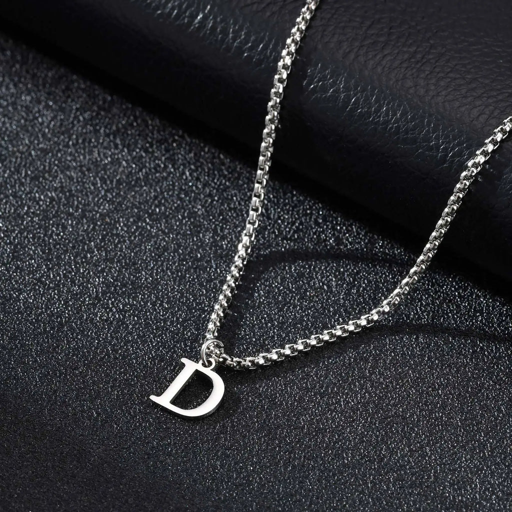 Men's necklace with initial letter pendant