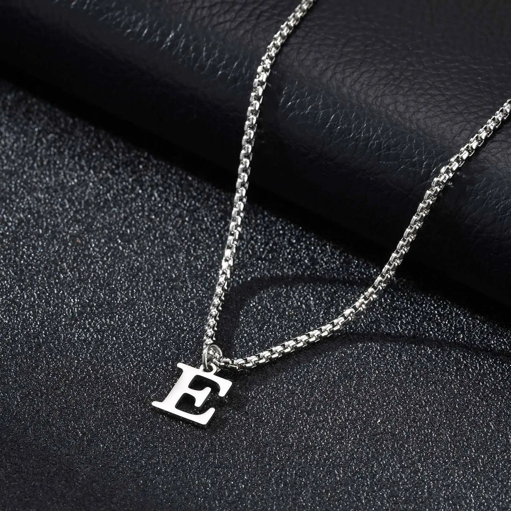Men's necklace with initial letter pendant