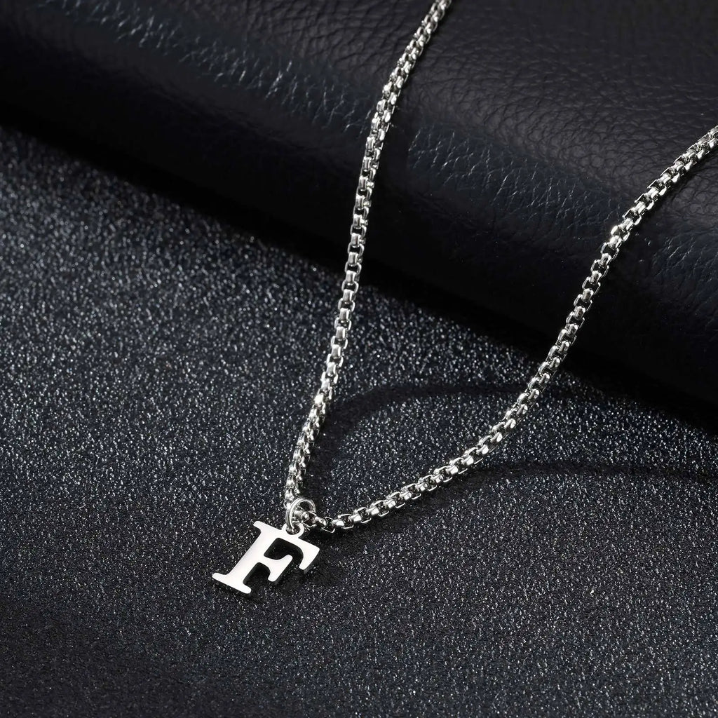 Men's necklace with initial letter pendant