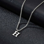 Men's necklace with initial letter pendant