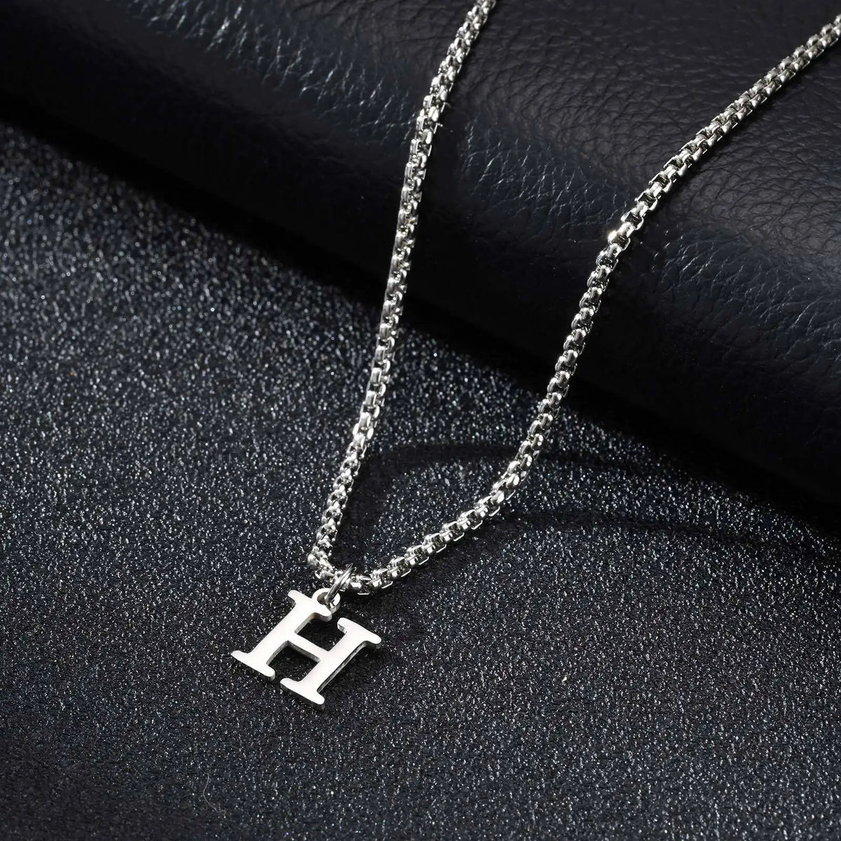 Men's necklace with initial letter pendant